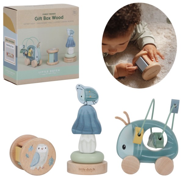 Geschenkset aus Holz Forest Friends (Blau)