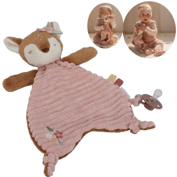Schnuffeltuch Reh Fairy Garden mit Schnullerhalter (Rosa)