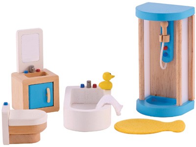 Puppenhaus Modernes Badezimmer (Natur-Blau)