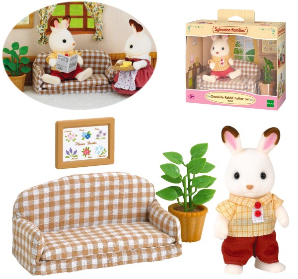 Sylvanian Families Schokoladenhasen Vater Wohnzimmer Set