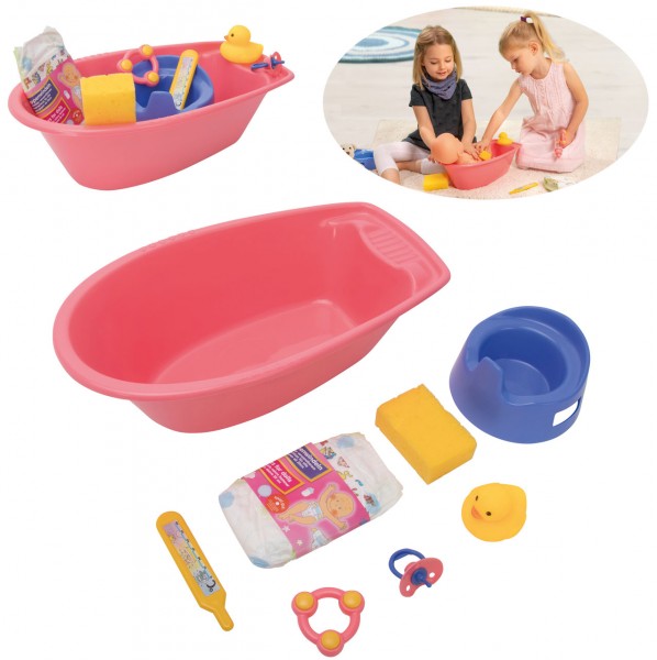 Badewanne für Puppen mit Zubehör (Rosa)