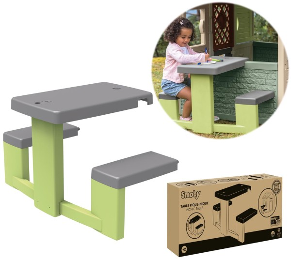 Life Picknicktisch für Smoby Spielhaus (Grau-Grün)