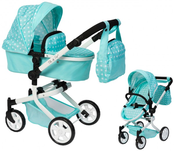 Puppenwagen MOOVE4 mit Wickeltasche 2in1 (Sternchen Minttürkis)