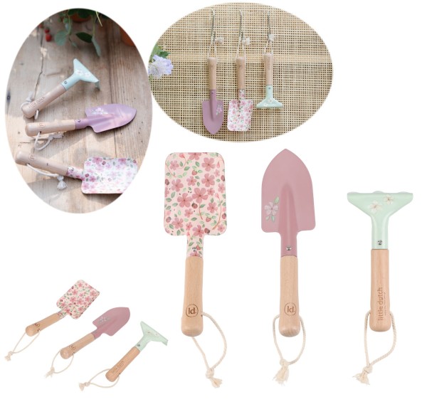 Gartenwerkzeug Set Fairy Garden aus Metall (Rosa-Mint)