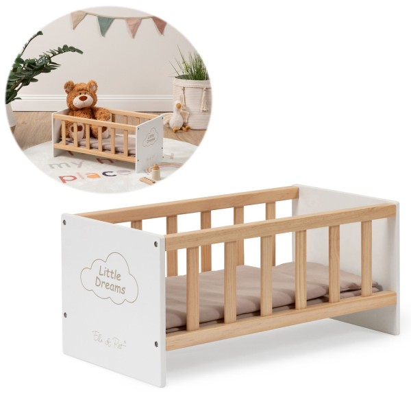 Puppenbett SLEEPY Little Dreams aus Holz (Weiß-Schlamm)
