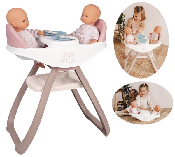 Baby Nurse 2in1 Zwillingspuppen-Hochstuhl und Wippe