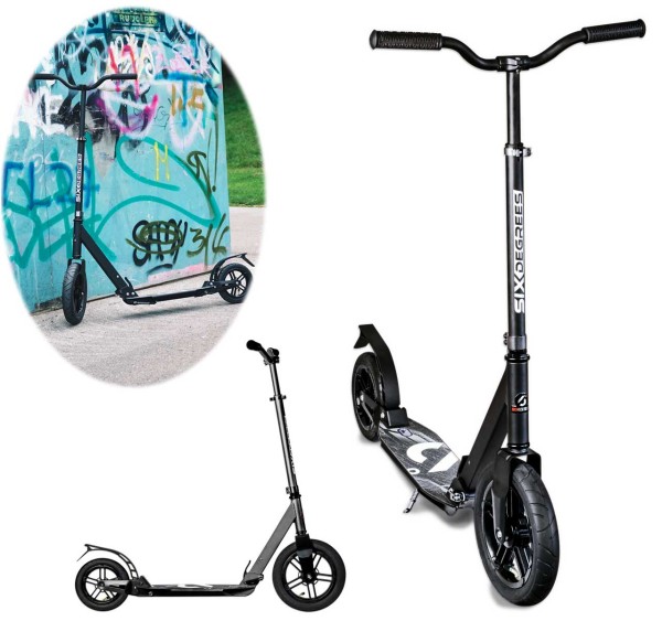 Aluminium Scooter All Terrain 300/205 mm Roller (Schwarz)