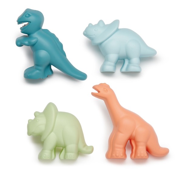 Netz mit 4 Dinosaurier Sandförmchen (Pastell)