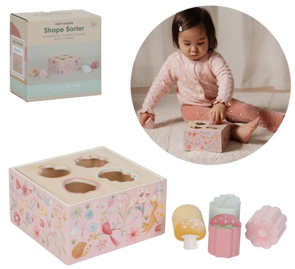 Formen-Steckspiel Fairy Garden aus Holz (Rosa)