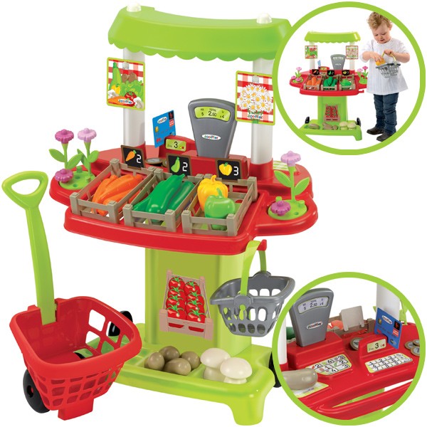 Marktstand mit Einkaufstrolley