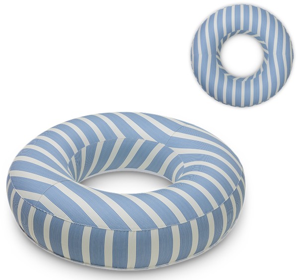 Großer Premium Schwimmring Monaco mit Stoffbezug (Blau-Creme)