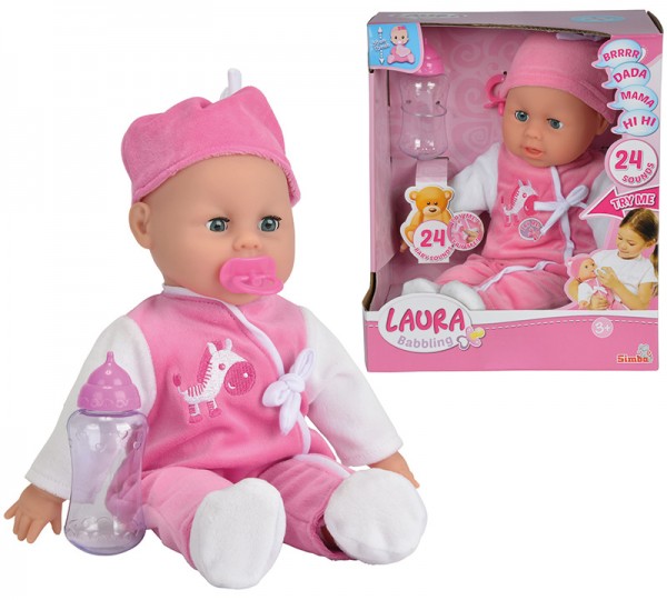 Weichkörperpuppe Laura Babysprache 38 cm (Pink-Weiß)
