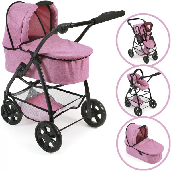 Puppenwagen Emotion All In 3in1 (Jeans Pink)