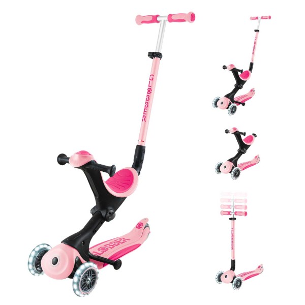 3in1 Scooter GO-UP Deluxe Lights mit Leuchtrollen (Pastellrosa)