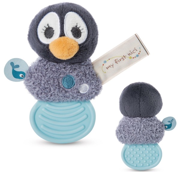 Beißring Pinguin Watschili 11 cm (Grau-Blau)