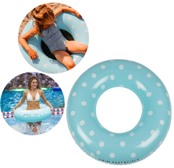 Großer Schwimmring 90 cm mit weißen Punkten (Türkis)