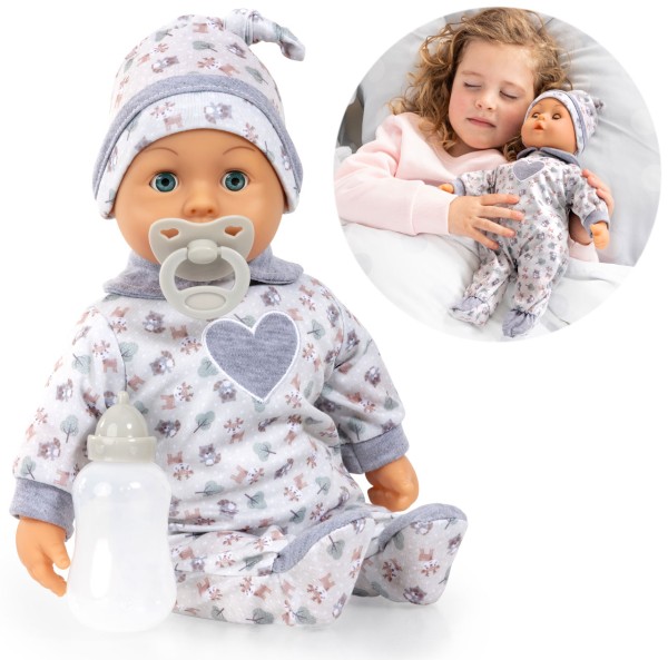 First Words Baby Puppe mit Babygeräuschen 38 cm (Grau)