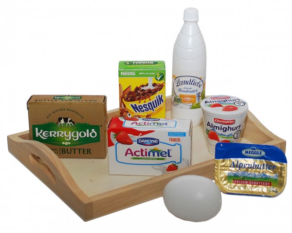 Tablett mit Spiellebensmittel für Kaufladen (Sortiert)
