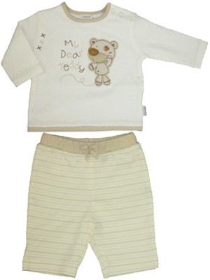 Langarmshirt mit Hose Teddy Gr. 68 (Creme-Beige)
