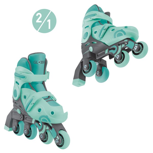 Learning Skates 2in1 S/M Gr. 30-33 (Mint-Grau)