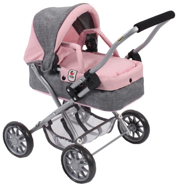 Mein erster Puppenwagen Smarty (Melange Grau-Rosa)