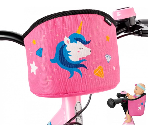 Puppensitz Carry für Laufräder oder Fahrräder Einhorn (Pink)