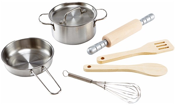 Kochset für Küchenchefs aus Holz und Edelstahl