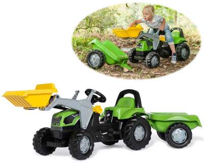 Rolly Toys rollyKid CLAAS AXOS 240 Tracteur à pédale avec remorque + chargement avant (pour enfants de 2,5 à 5 ans, tension de chaîne réglable, attelage arrière) 02 516 9 Rolly Toys rollyKid CLAAS AXOS 240 Tracteur à pédale avec remorque + chargement avant (pour enfants de 2,5 à 5 ans, tension de chaîne réglable, attelage arrière) 02 516 9