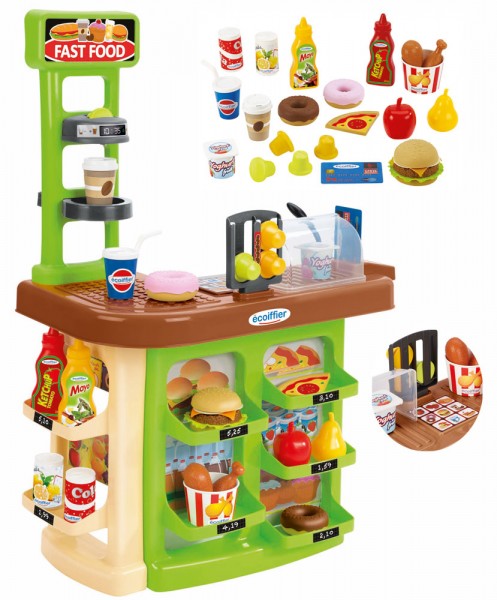 Kaufmannsladen Imbiss-Stand mit Zubehör (Grün-Braun)