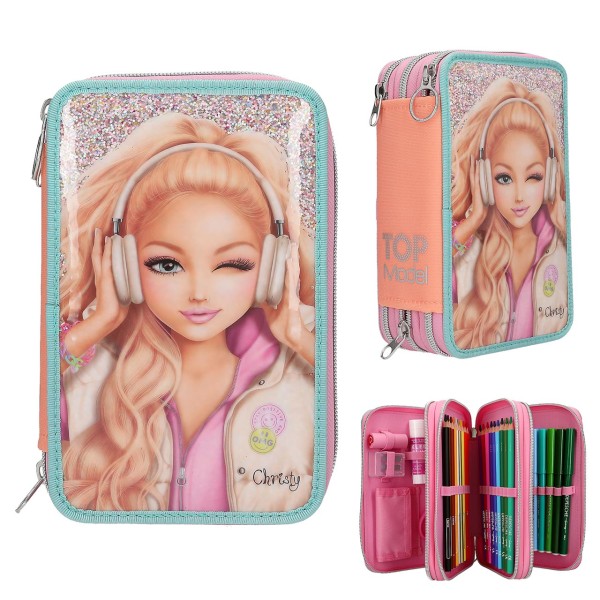 TOPModel 3 Fach Federtasche Music Glitzer