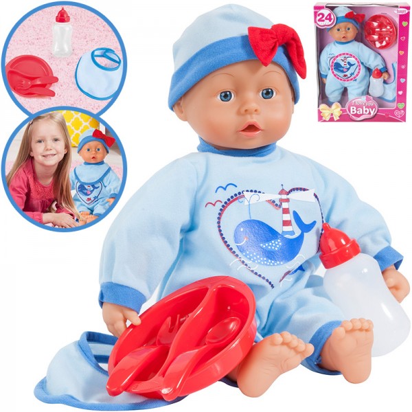 Babypuppe I Love You 38 cm (Blau-Rot)
