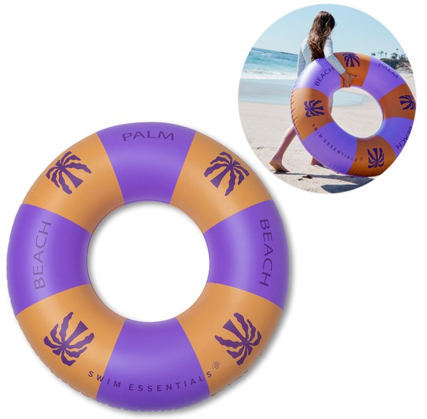 Großer Schwimmring 120 cm Palmen (Lila-Orange)
