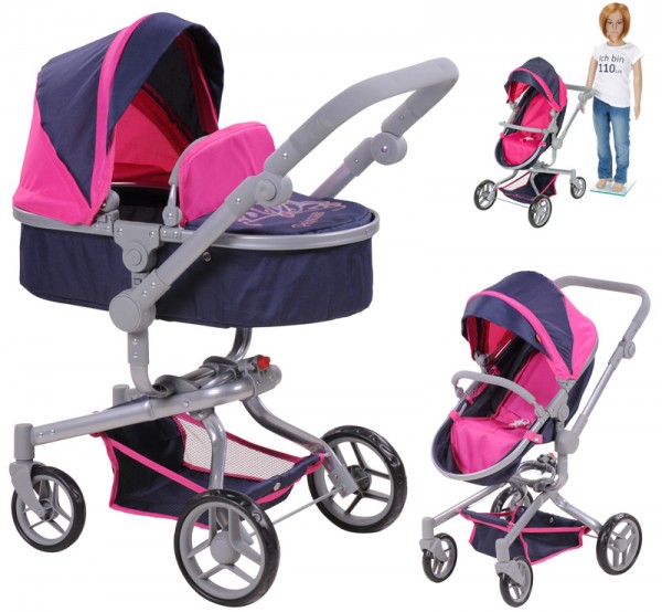 Puppenwagen Boonk 2in1 Diadem (Blau-Pink)