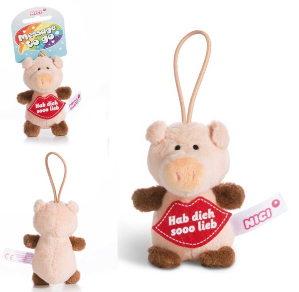 Kuscheltier Schwein Hab dich sooo lieb mit Loop (Rot)